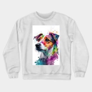 A Jack Russell Terrier Portrait with bright Rainbow Colors Crewneck Sweatshirt